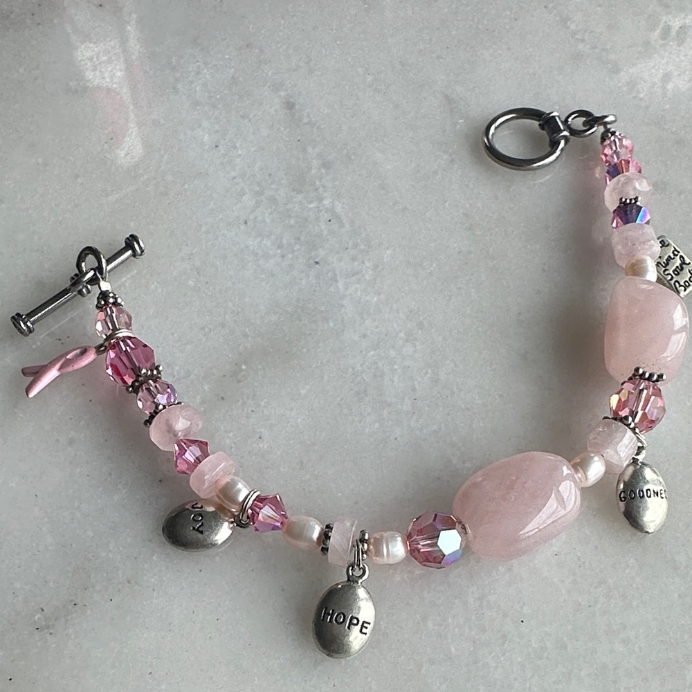 Pink Beaded Charm Bracelet